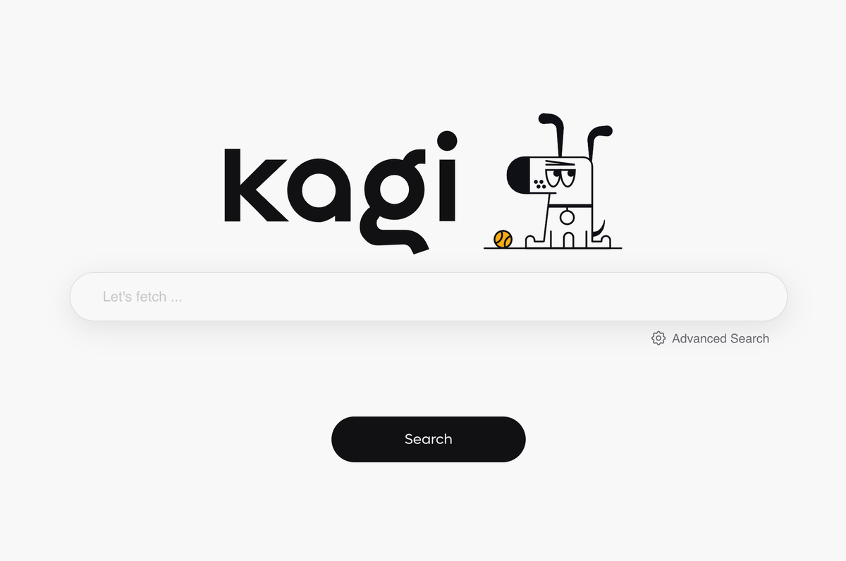 A screenshot of the Kagi Search homepage.